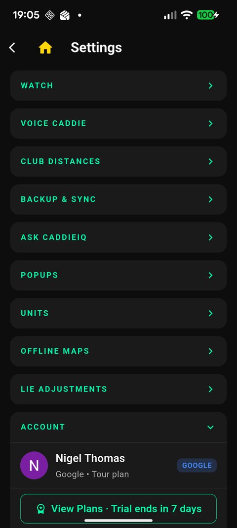 Settings — Google account and Backup & Sync