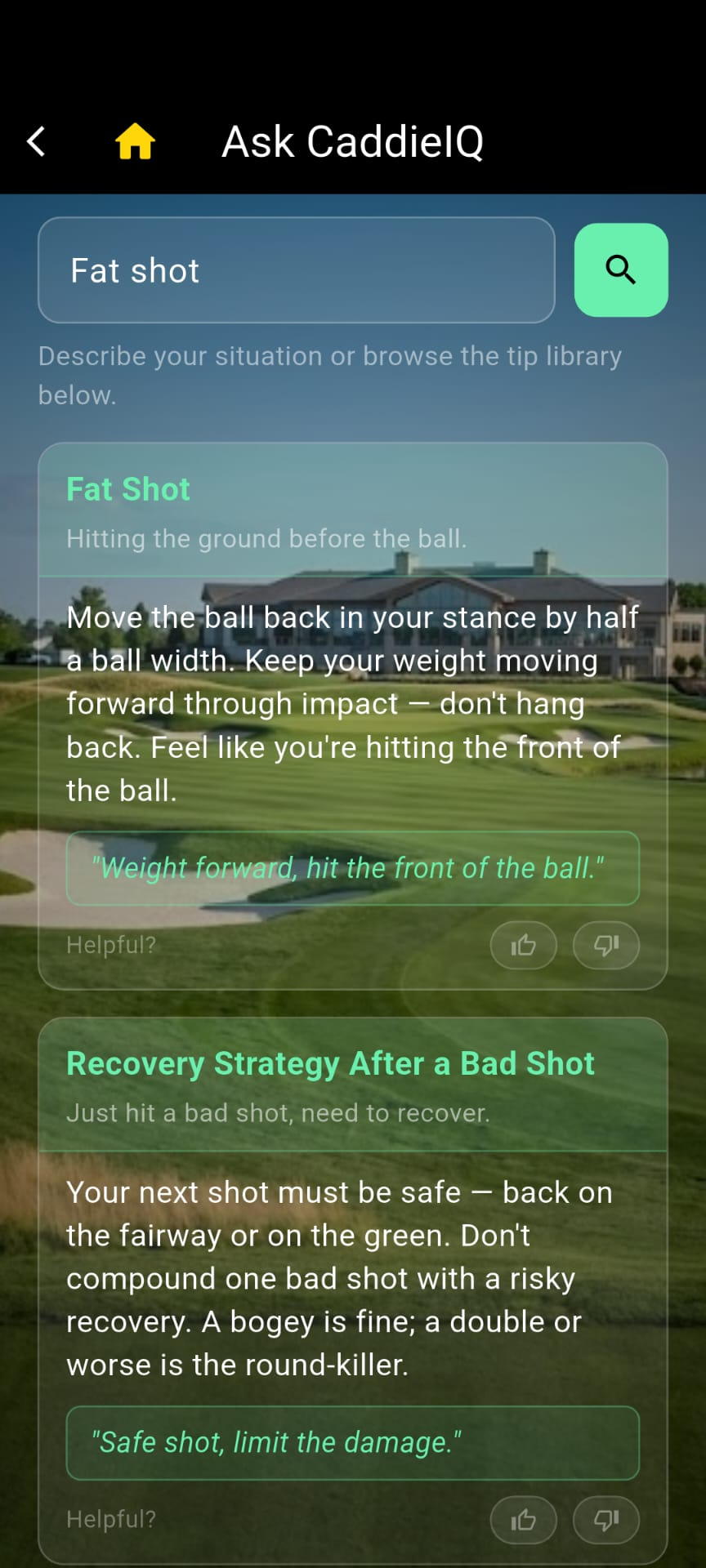 CaddieIQ scorecard